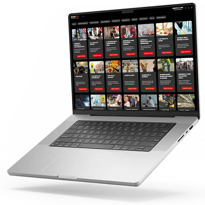 Mockup di un computer con la schermata della piattaforma SicurFlix