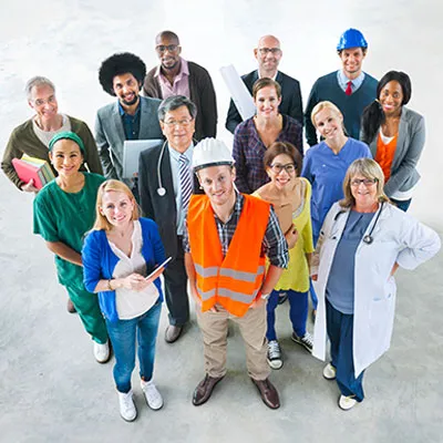 Gruppo di lavoratori di diversi settori