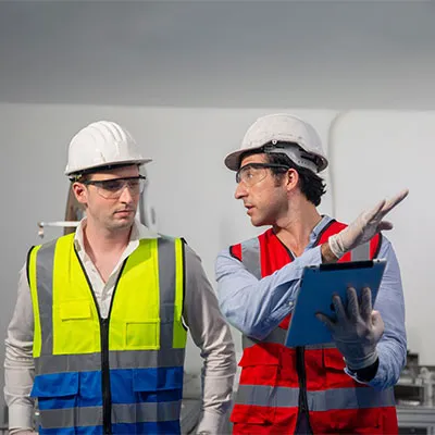 Due uomini preposti alla sicurezza sul lavoro