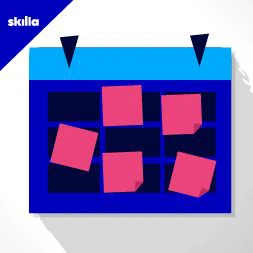 Calendario con post-it appesi