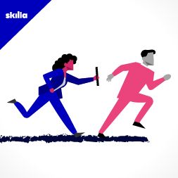 Uomo e donna che fanno la staffetta