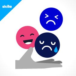 Emoticon di emozioni diverse: gioia, tristezza e rabbia