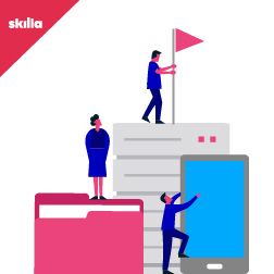 Persone che piantano bandierina sopra un libro