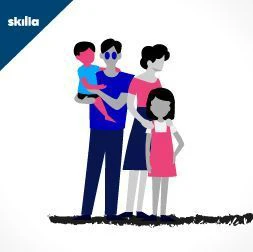 Coppia di genitori con due figli