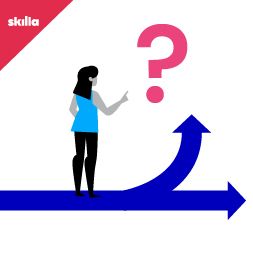 Donna davanti a un bivio con un punto interrogativo