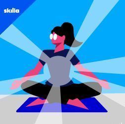 Donna in posizione yoga che irradia luce