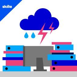 Nuvola con pioggia sopra una scrivania d'ufficio