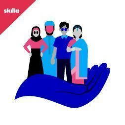 Mano che regge quattro persone di cultura diversa