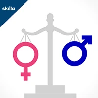 Bilancia che pesa simbolo maschile e simbolo femminile