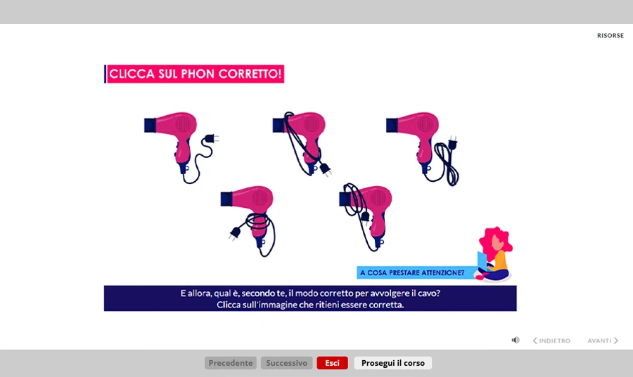 Schermata corso formazione generale specifica lavoratori servizio di acconciatura