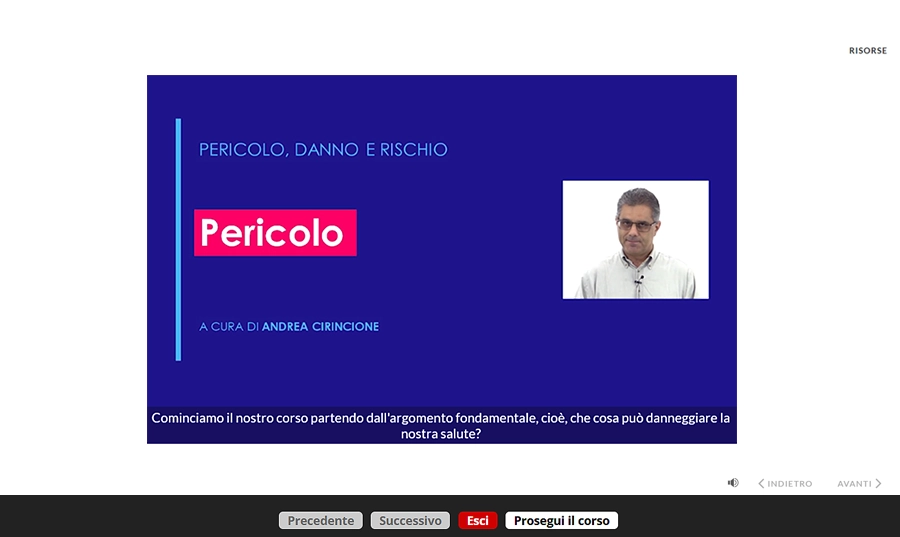 Schermata corso formazione generale per lavoratori