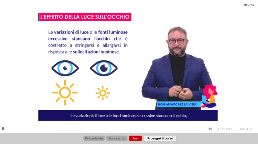 Schermata corso formazione specifica basso rischio uffici per lavoratori