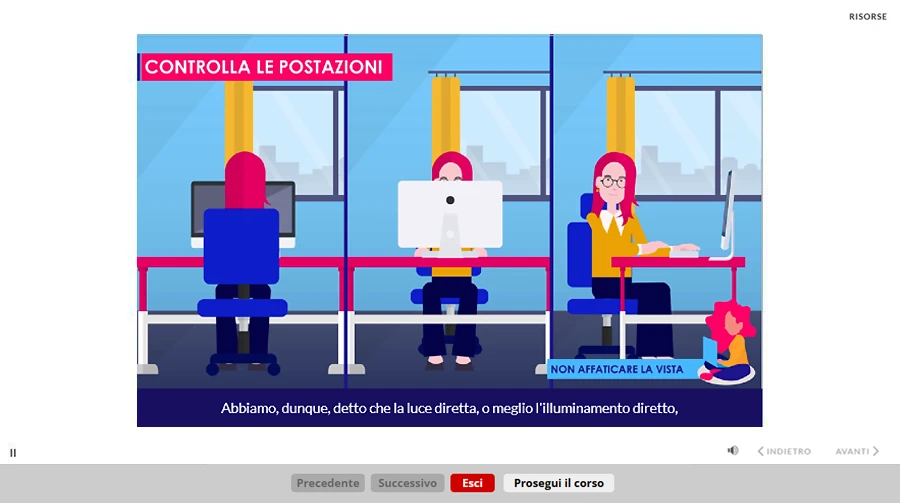 Schermata corso formazione specifica basso rischio uffici per lavoratori