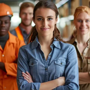 Lavoratori aziendali dipendenti sorridenti