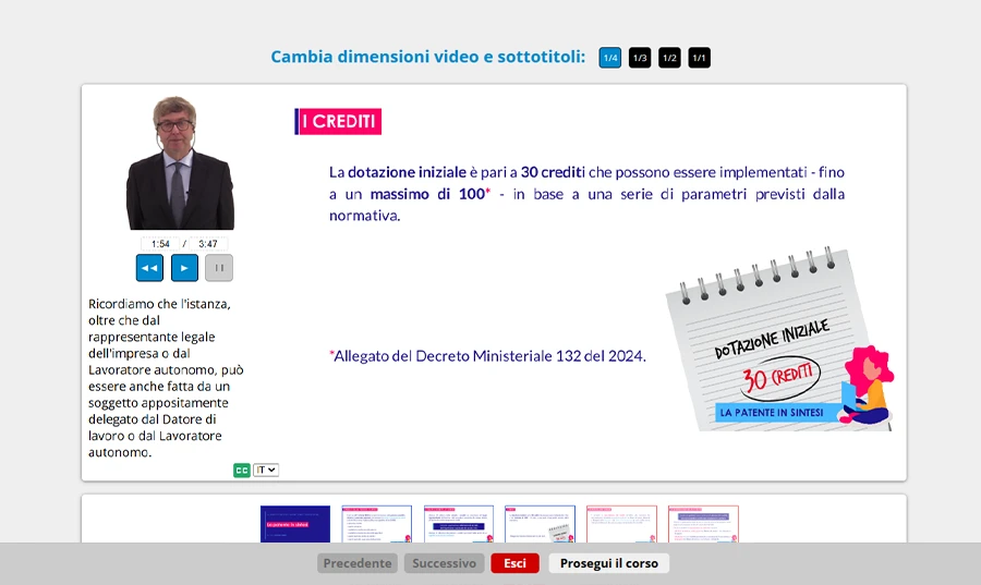 Schermata corso formazione aggiornamento rls