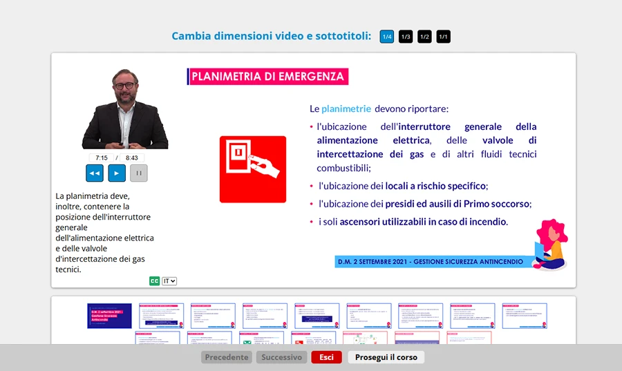 Schermata corso formazione aggiornamento rls