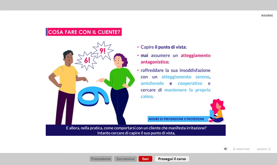 Schermata corso formazione generale e specifica per lavoratori settore ristorazione