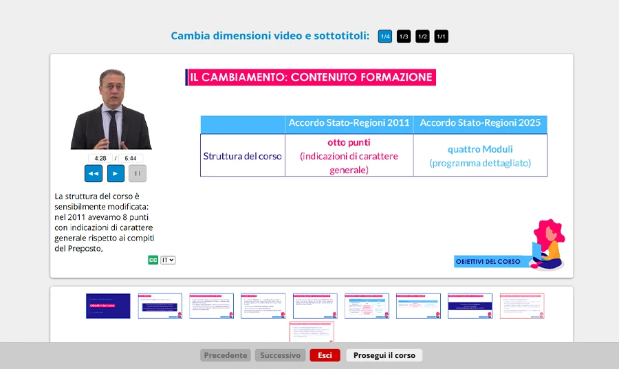 Schermata corso RLS