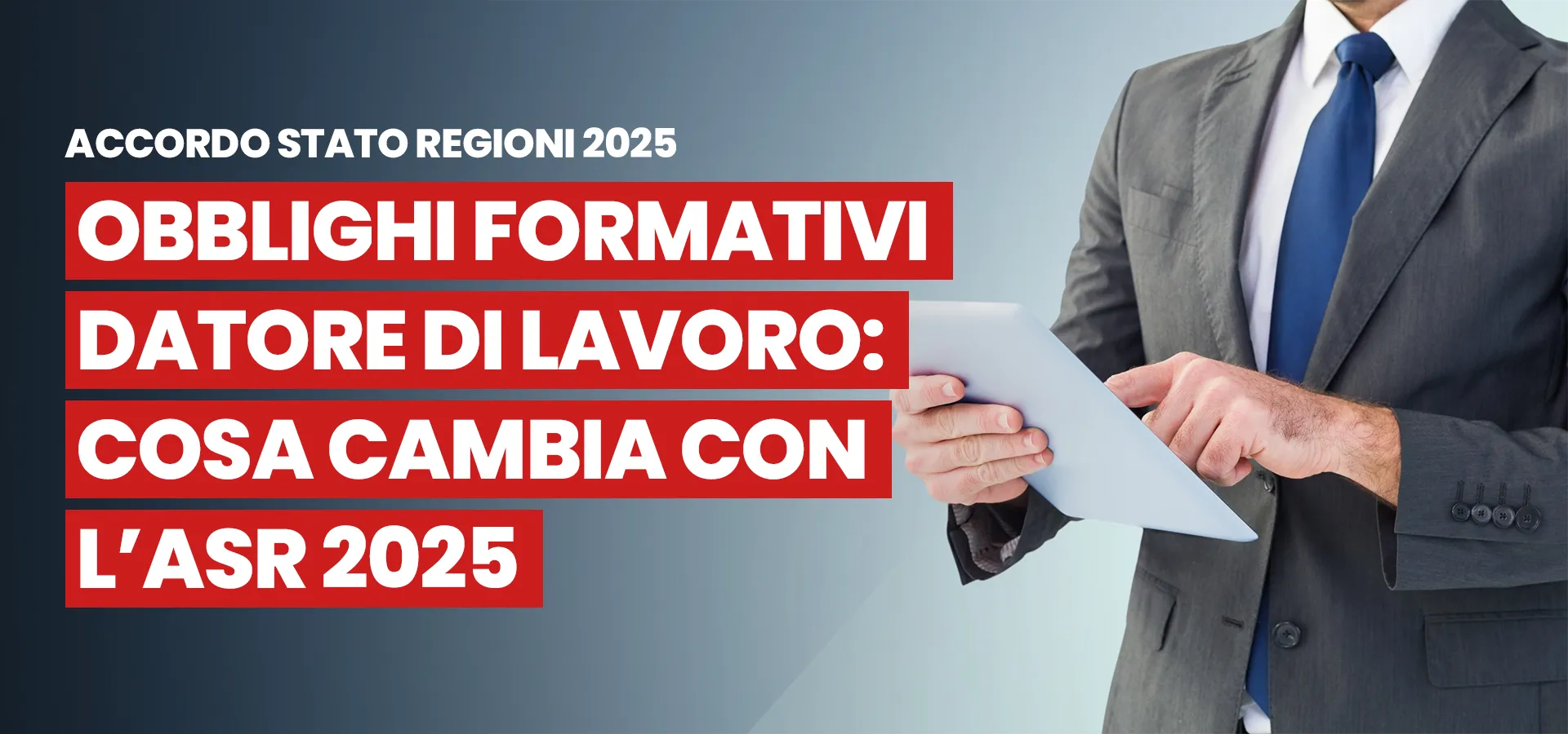 Mezzo busto di un uomo vestito elegante con in mano un tablet