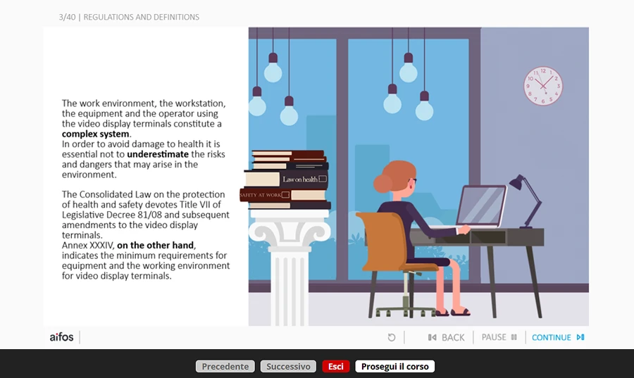 slide corso formazione specifica rischio videoterminale versione inglese