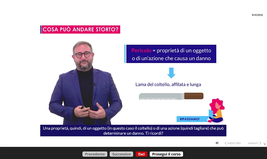 Schermata corso Formazione Specifica Alto Rischio Sanità