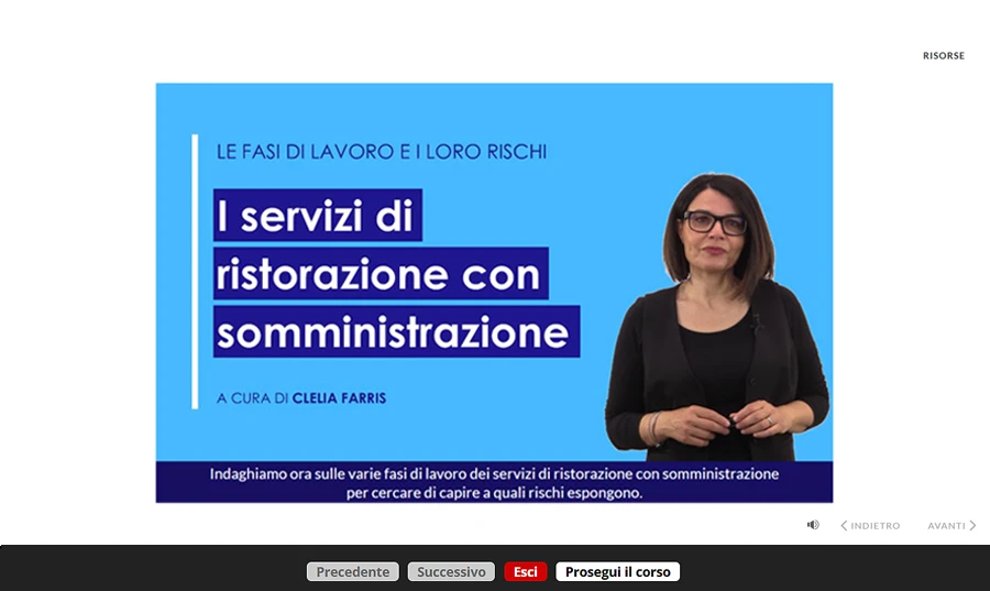Schermata corso formazione specifica lavoratori ristorazione