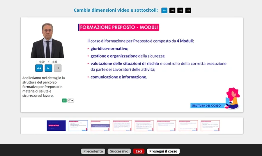 Schermata corso formazione RSPP - ASPP - Approfondimento sull'Accordo Stato-Regioni 2025